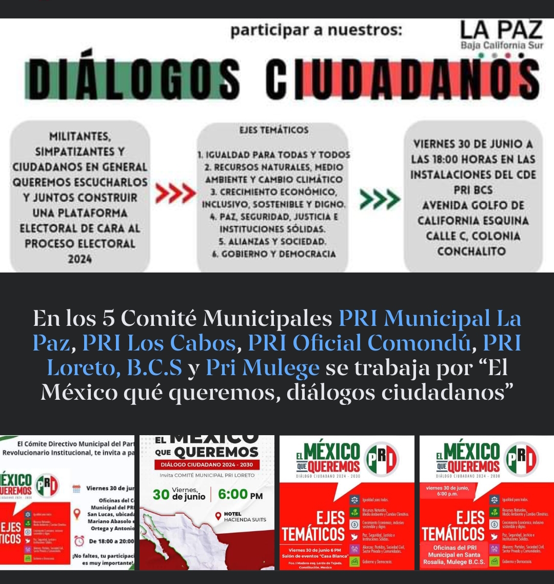 En los 5 Comités Municipales PRI Municipal La Paz, PRI Municipal Los Cabos, PRI Municipal Comondú, PRI Mun...