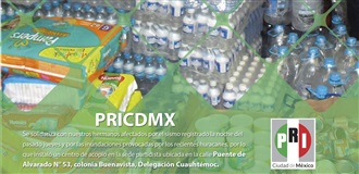 PRI CDMX INSTALA CENTRO DE ACOPIO PARA APOYAR A AFECTADOS POR SISMO E INUNDACIONES