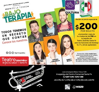 PROMOCION ESPECIAL A MILITANTES DEL PARTIDO PARA ASISTIR A LA OBRA “BAJO TERAPIA”