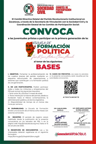 ABRE EL PRI INSCRIPCIONES DE SU NUEVA ESCUELA DE FORMACIÓN POLÍTICA